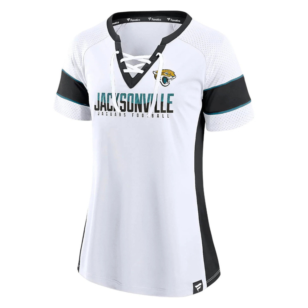 NFL Women's Short Sleeve Lace Neck Athena Jersey Jaguars - Regular